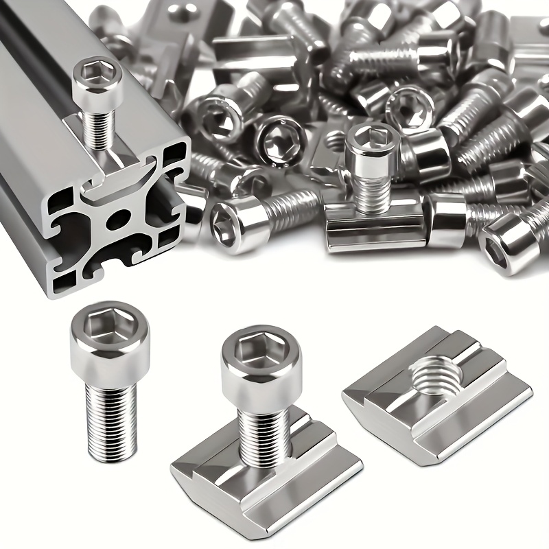 Aluminum T-Slot Profile - 25 Sets Stahl-Set M8 T-Nut-Set, Schiebemutter,