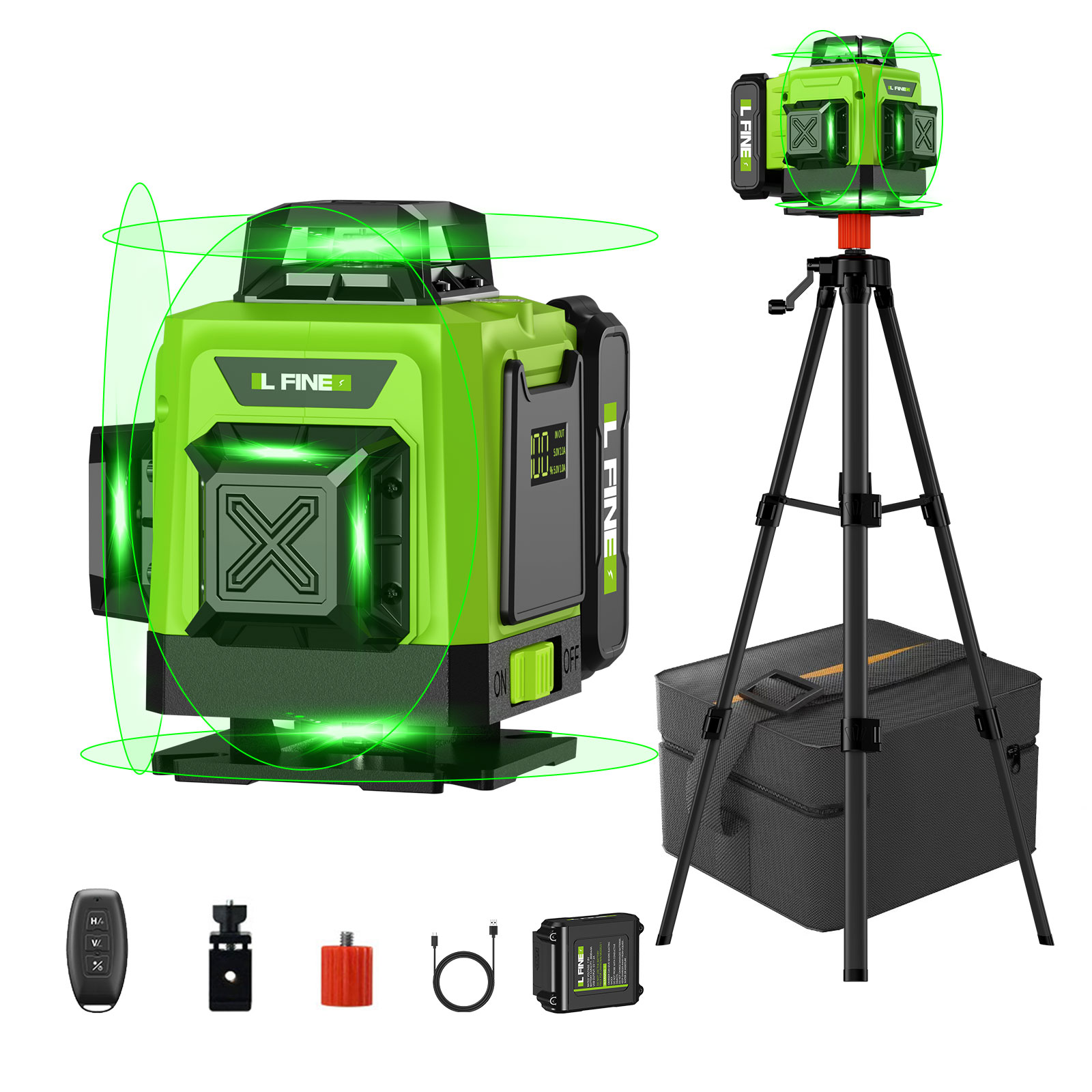 Industrial Laser Measurement - Laser-Nivelliergerät, selbstnivellierend, horizontal, vertikal, Kreuz, 16-zeilig,