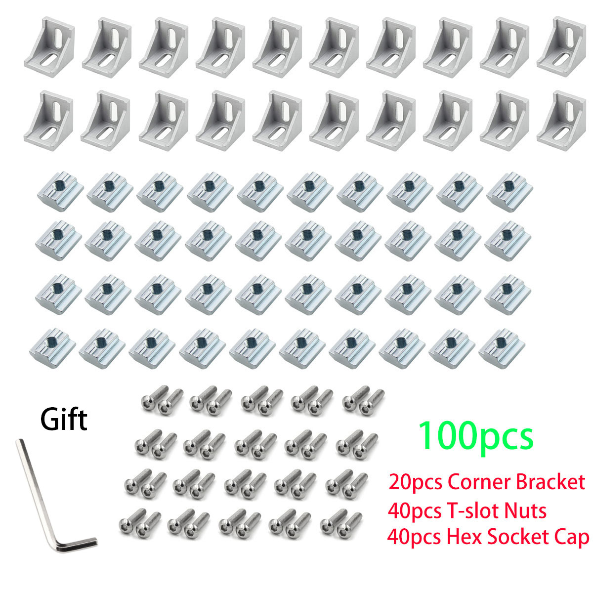 Aluminum T-Slot Profile - 100 Stück 2020 Aluminium-Profil-Stecker-Set, 20 Stück