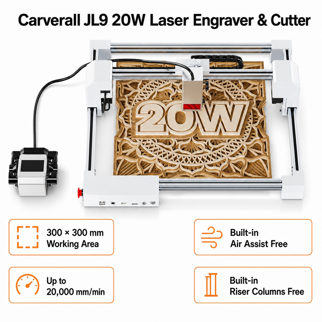 Industrial Laser Cutting - Carverall JL9 20W Laser-Gravier- und Schneidegerät,